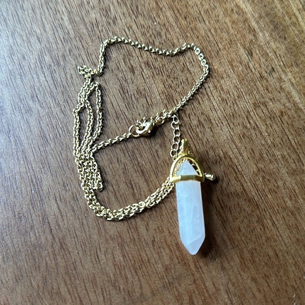 Rose Quartz Crystal Point Necklace - Picture 5 of 7